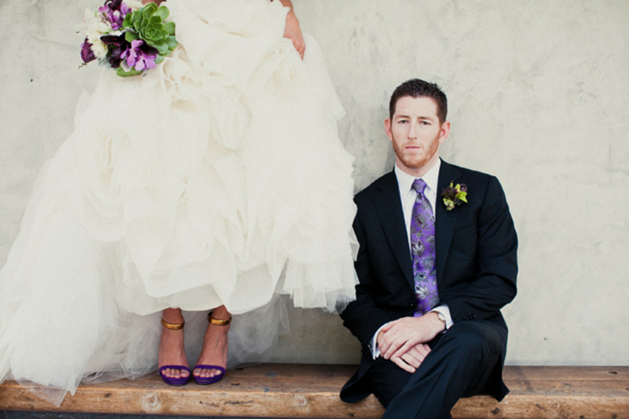 Modern Purple and Green California Wedding via TheELD.com