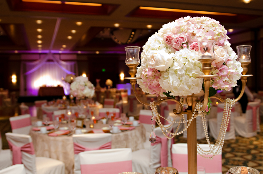 Elegant Pink and Gold Florida Wedding via TheELD.com