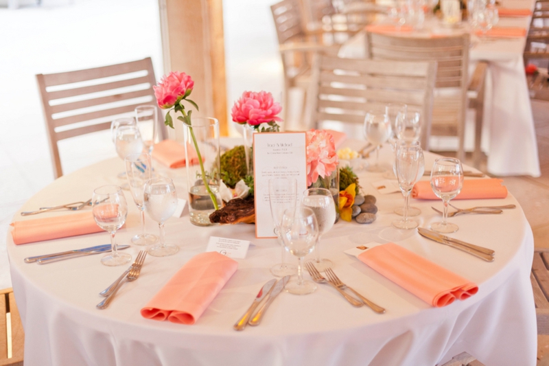Modern Pink & Orange Beach Wedding via TheELD.com